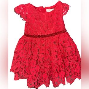 Red Baby dress 12 months by disney like new